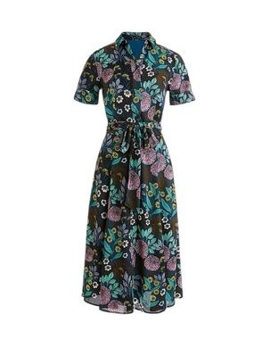 J.Crew X Abigail Borg Prairie Moonlight  Midi Shirt Dress Tagged 0 Runs Large